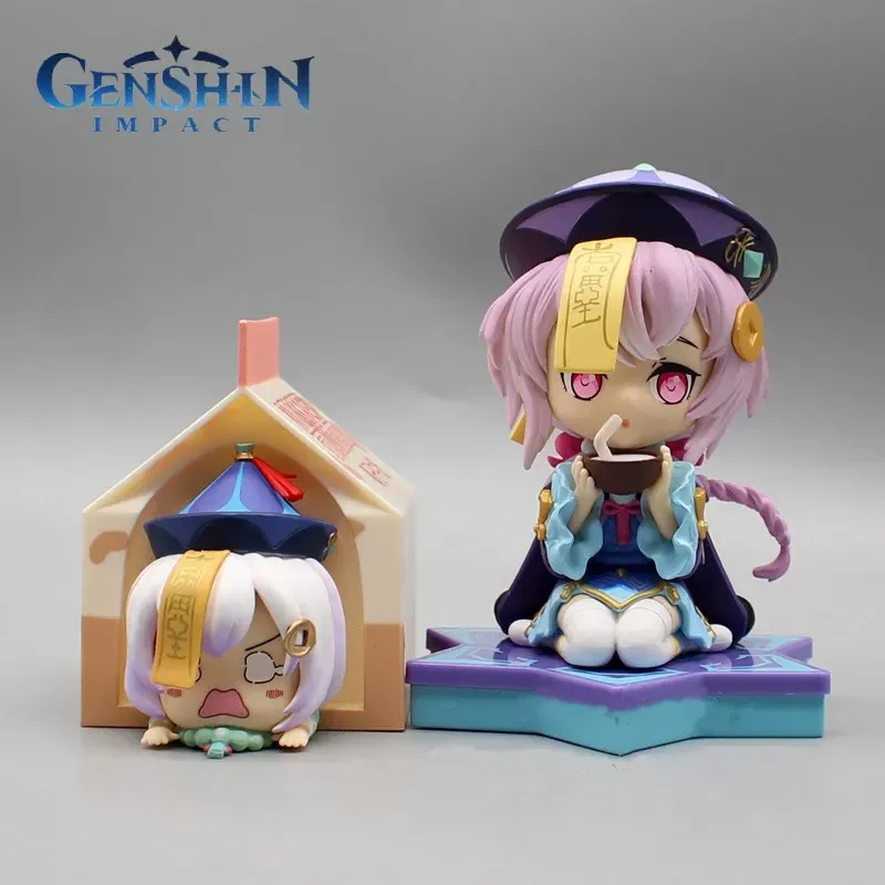 Cute Genshin Impact Game Merchandise Qiqi Figure Model Q Version Of Frozen Night Zombie Coconut Milk Carton Paimon Ornament Toys
