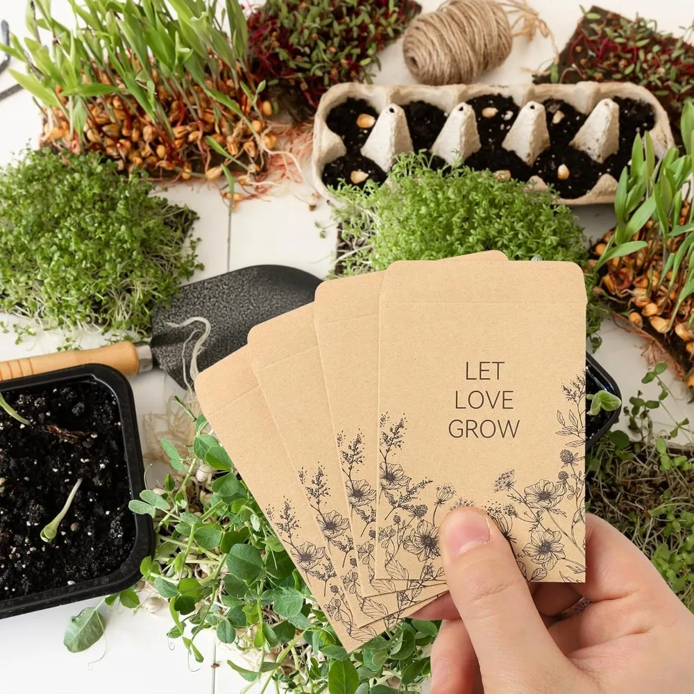 Seed Envelopes Packets with Preprinted Collecting Template for Flowers and Vegetables, 50-Pack (6x10cm)
