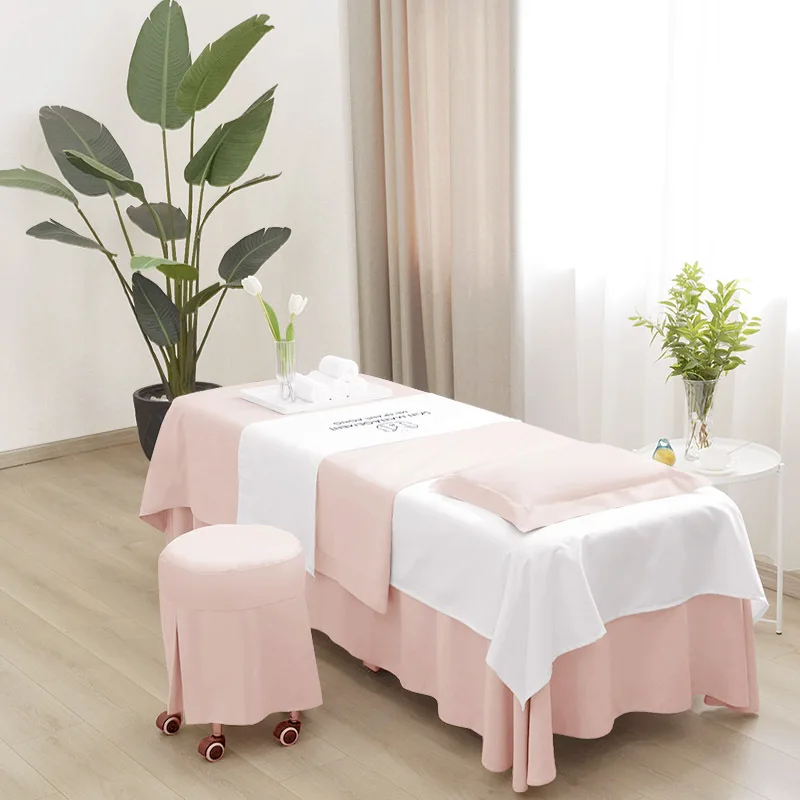 4pcs Luxury Beauty Salon Bedding Sets Massage Spa Bed Sheets Stoolcover Pillowcase Duvet Cover Sets High Quality