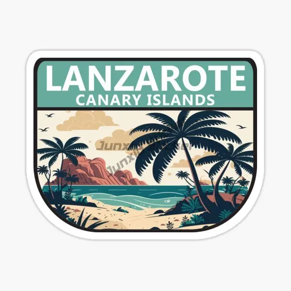 Sticker Vinyle Lanzarote - Map Flag Iles Canaries - Autocollant Mural Glossy