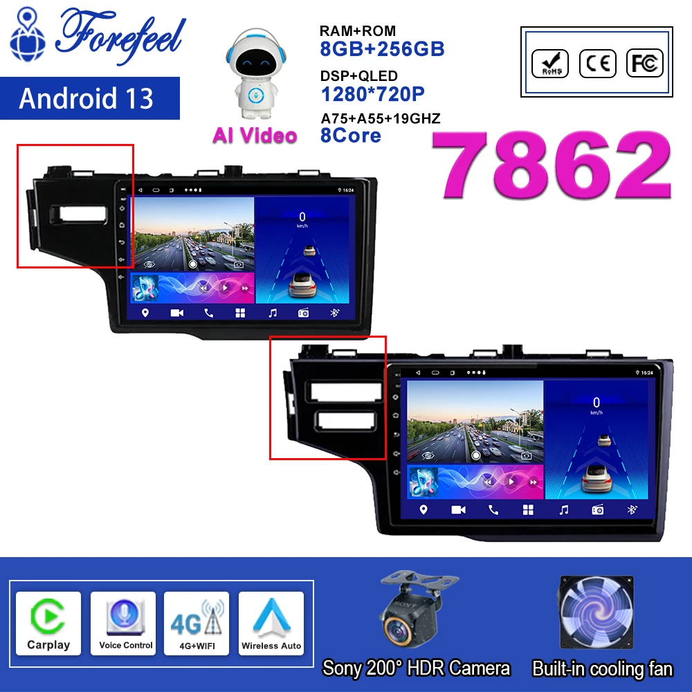 

Автомобильный радиоприемник Android 13 для Honda Jazz 3 2015 - 2020 Fit 3 GP GK 2013 - 2020 LHD/RHD Мультимедиа GPS навигация видеоплеер экран