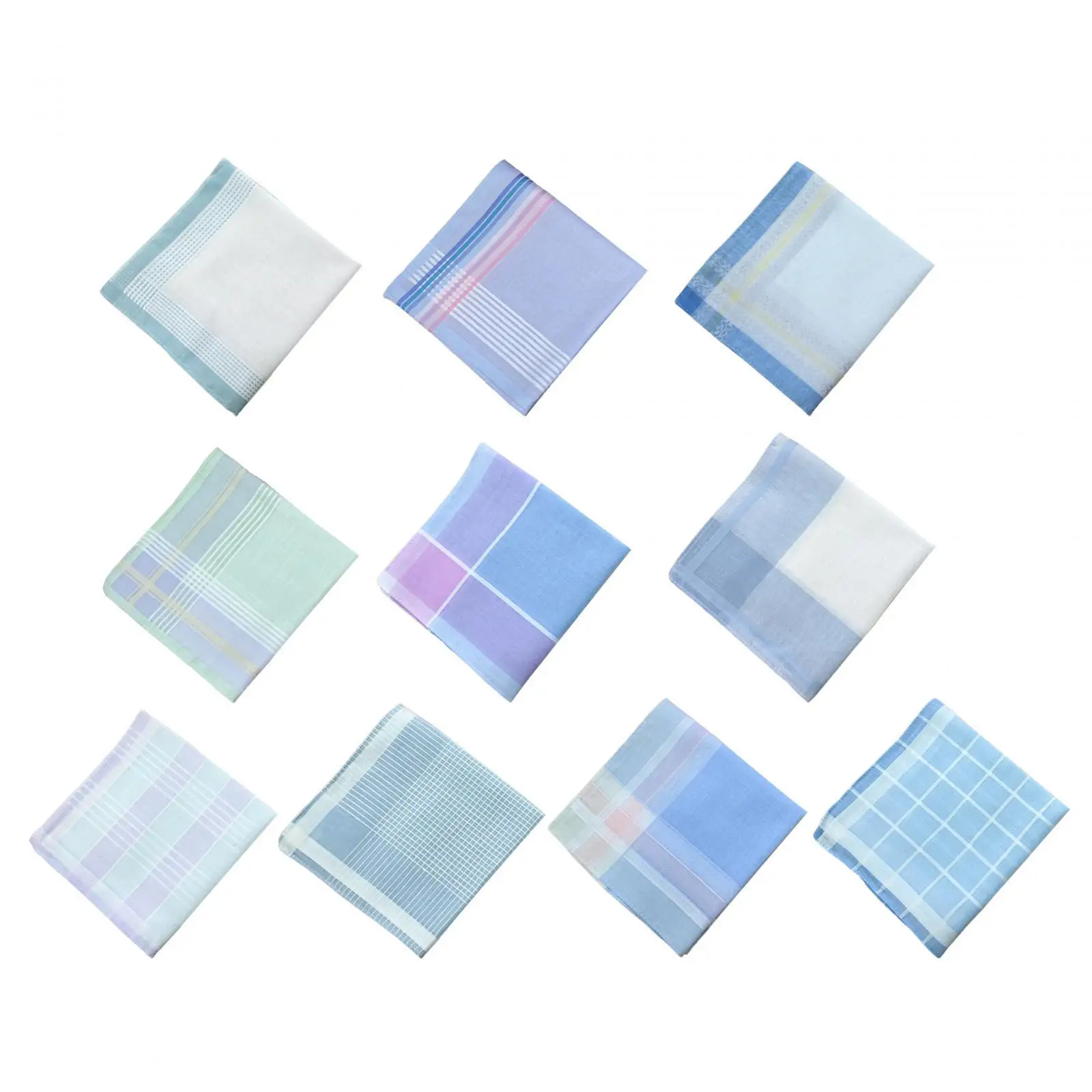 10Pcs Handkerchiefs for Men 30x30cm Assorted Mens Gifts Kerchief Classic Hankies for Formal Celebration Suit Birthday Casual