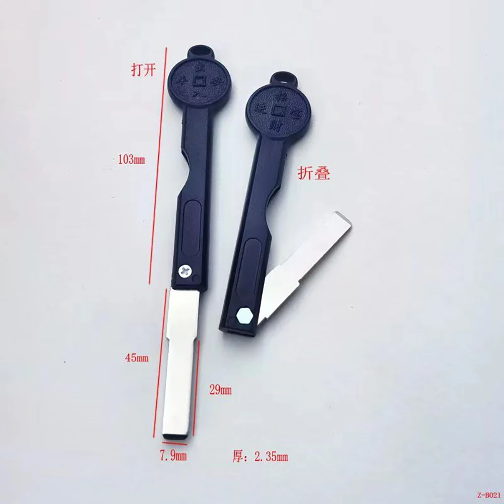 JMCKJ 10PCS/LOT Round Handle Folding 29 Long Flat Blade Fingerprint Lock Key Embryo Household Emergency Key