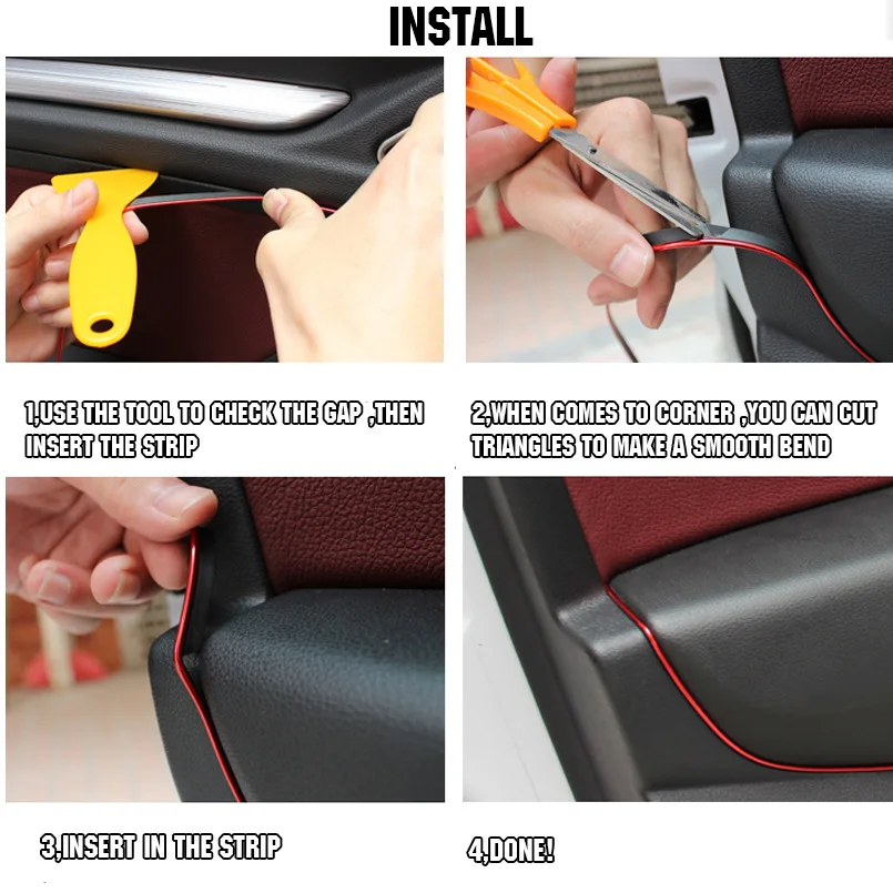 DIY Car Interior Trim Strips Universal Car Gap Fillers Automobile