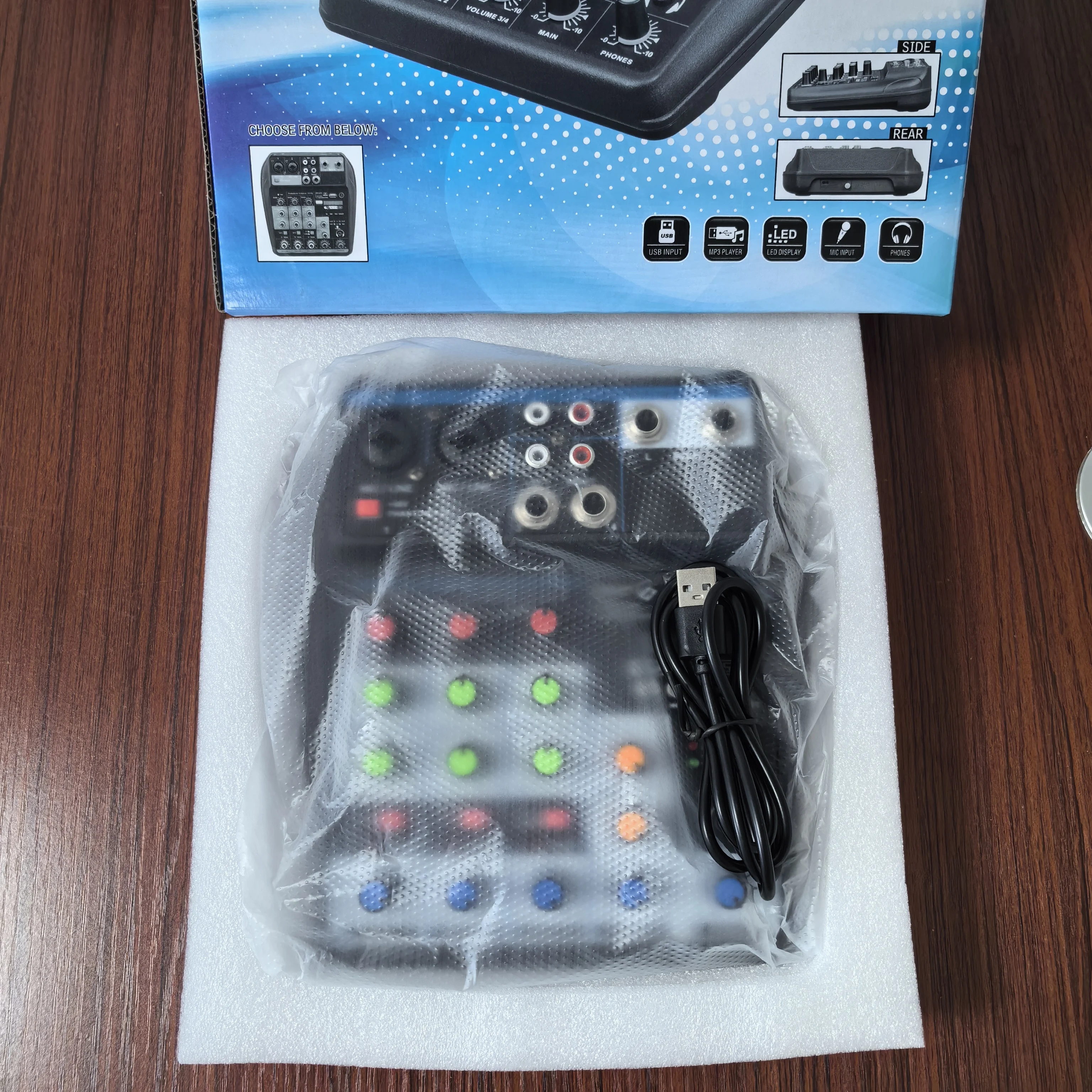 믹서 콘솔 K4 4 채널 오디오 믹서 DJ Bluetooth USB MP3 녹음 가라오케 PC 모바일 모노 스테레오