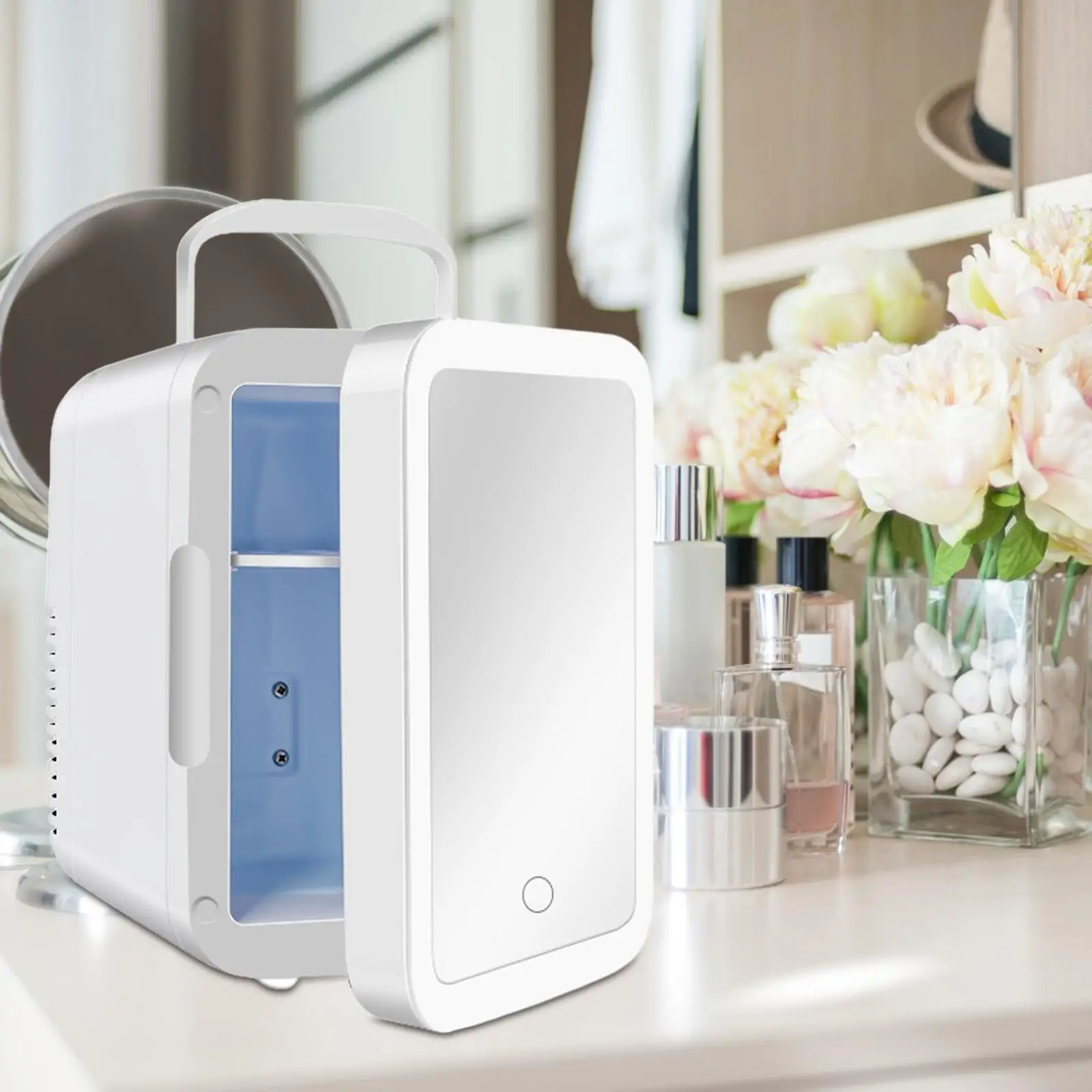 Portable Refrigerator 110V / 12V DC Cooler Portable Small Refrigerator for Food Beauty Makeup Driving Travel Dorm Room