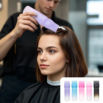 Bottiglia di shampoo per capelli con pettine graduato Denti Trattamento per salone Olio Permanente Bottiglia di tintura Pasta colorante Bottiglia di plastica per la pulizia a secco 1