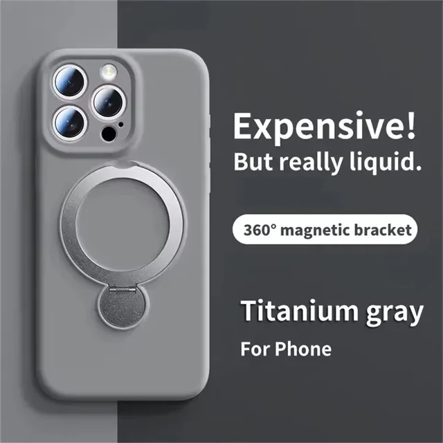 Original Liquid Matte Magnetic Stand Phone Case for iPhone 17 16 14 15 Pro Max For Magsafe Wireless Charge Shockproof Back Cover