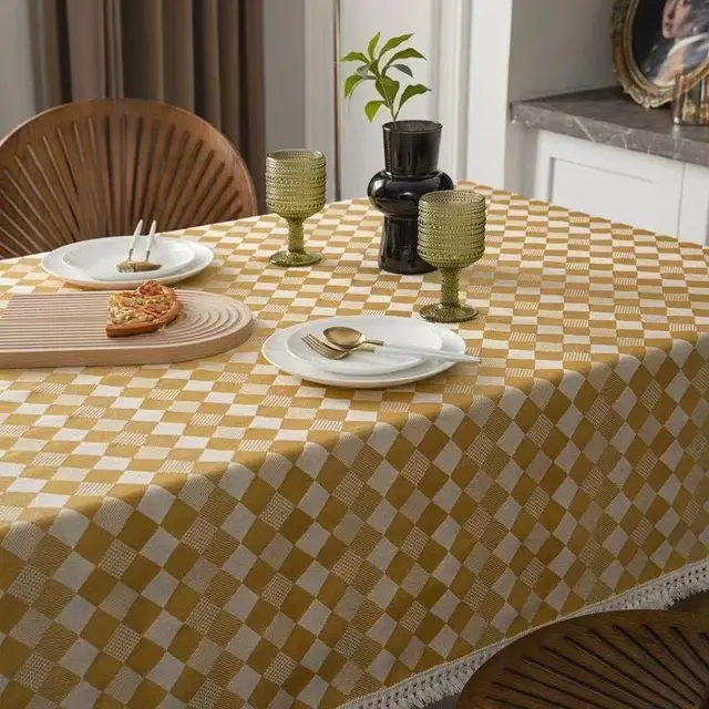 Household Plaid Tablecloth – Cotton Linen Table Cover with Modern Design 2
