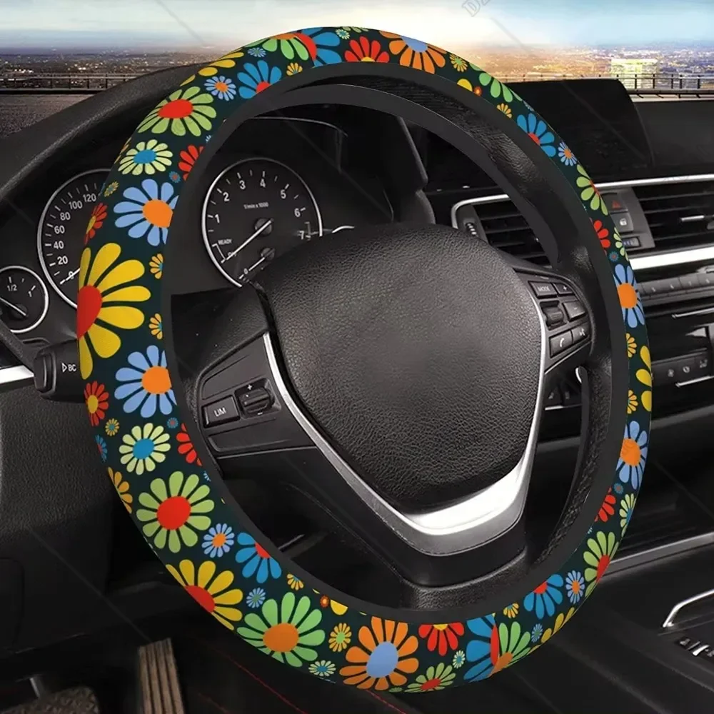 FOSDICK Coprivolante Auto Universale in Peluche, Rosa Leopardo Coprivolante, Caldo e Soffice, Copri Volante Traspirante e Antiscivolo, per Diametro 38cm Copri Sterzo