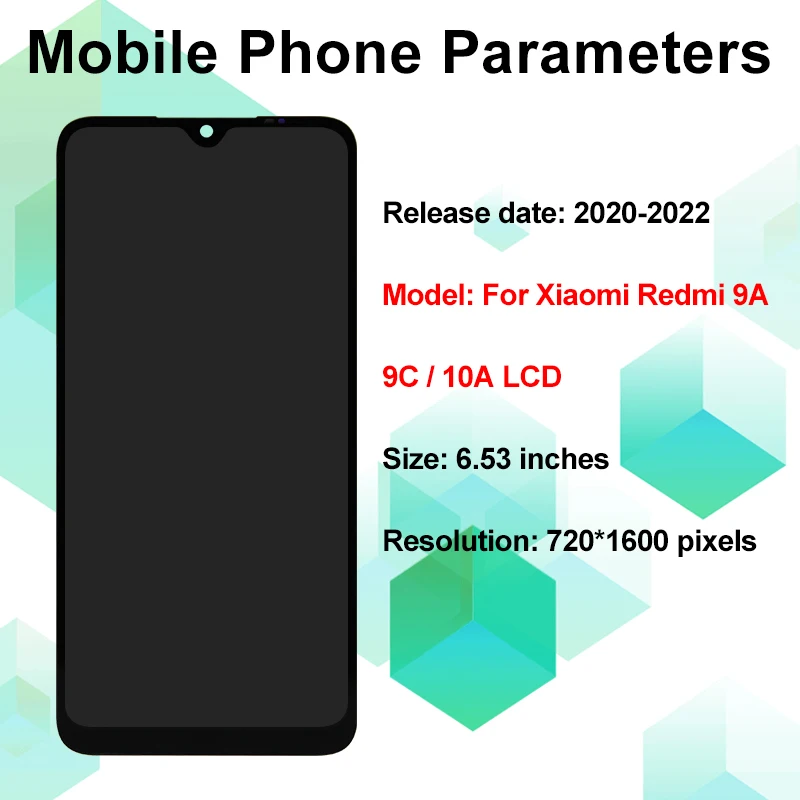 Redmi 10A LCD ÷, Redmi 9A LCD ÷ M2006C3LG LCD, Redmi9C ÷ M2006C3MG ũ ġ Ÿ ü, 6.53 ġ