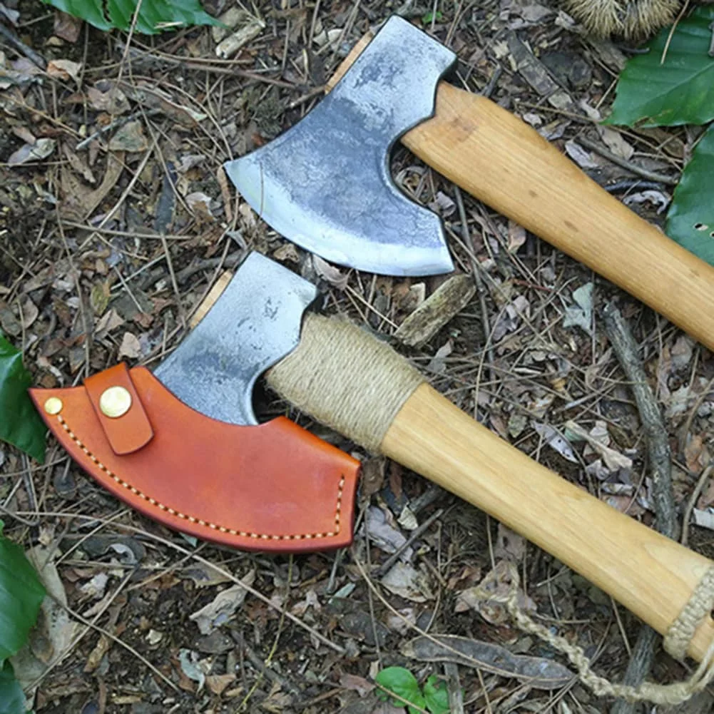 Leather Axe Cover with Secure Attachment and Easy Access Loop for Safe and Convenient Use in Outdoor Activities