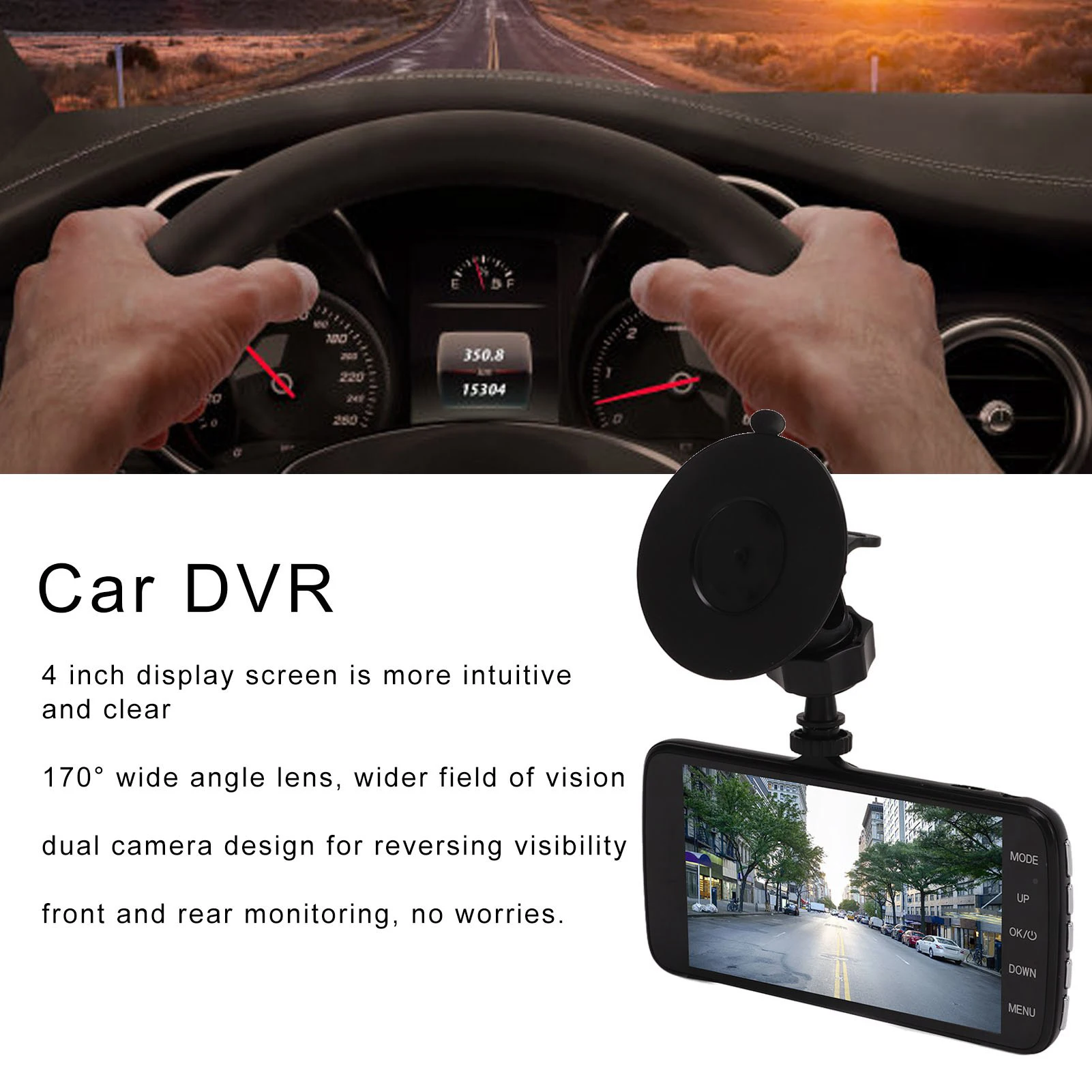 4 Inches 1080P 170 Degree Wide Angle Car DVR Front Rear Lens Dash Camera Auto Vehicle Video Recorder Car DVR Dash Cam