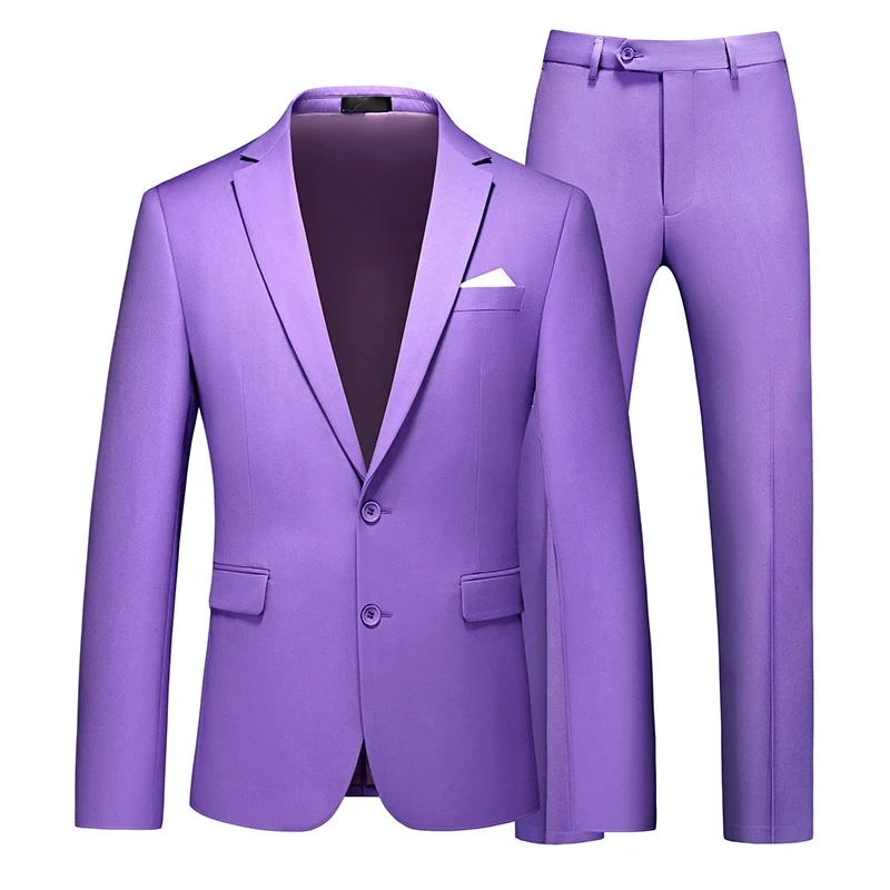 Men Suit Tuxedo 2 Piece Wedding Party Formal Coat and Pants Big Size