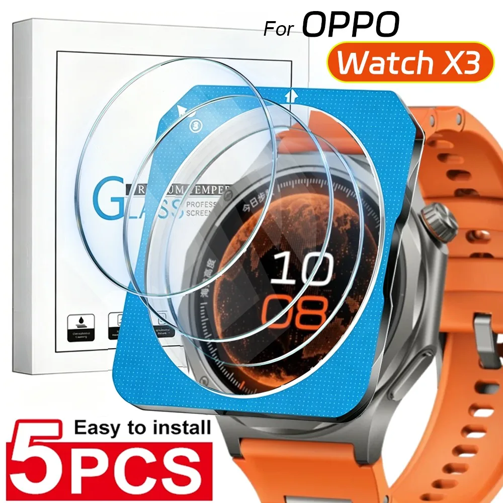 HD Clear Tempered Glass Screen Protector with Easy Install Tool for Smartwatches, 9H Anti-Scratch Film (1-5 Pack)