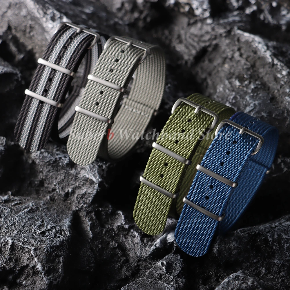 Neues geripptes Nylon-Uhrenarmband, Nylon-Uhrenarmband, 18 mm, 19 mm, 20 mm, 22 mm, Uhrenarmband-Zubehör für Militäruhrenarmbänder – Detail 7