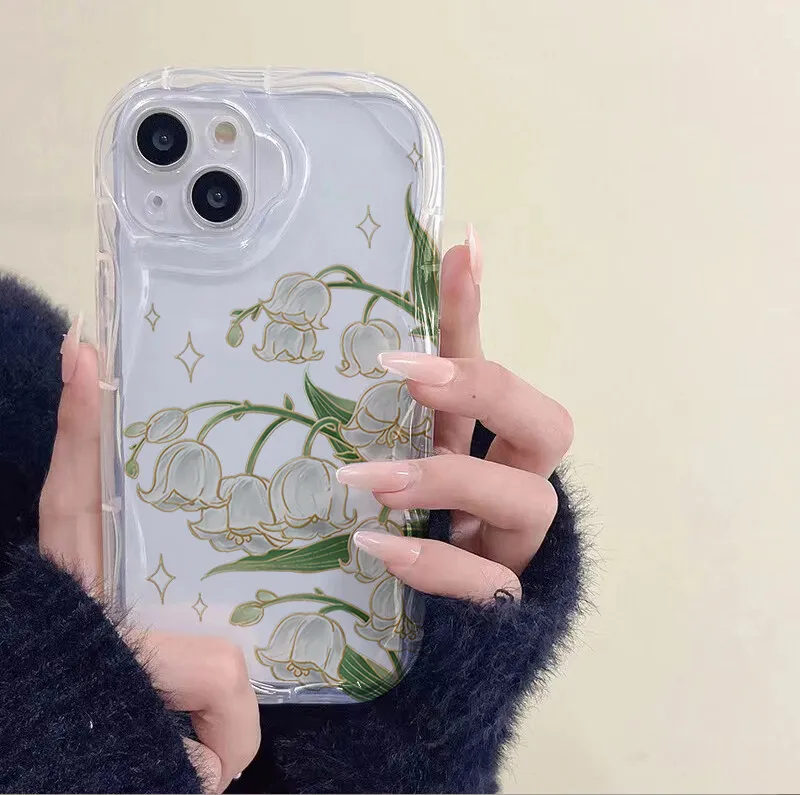 Flower Cream Wavy Edge Phone Case Cover