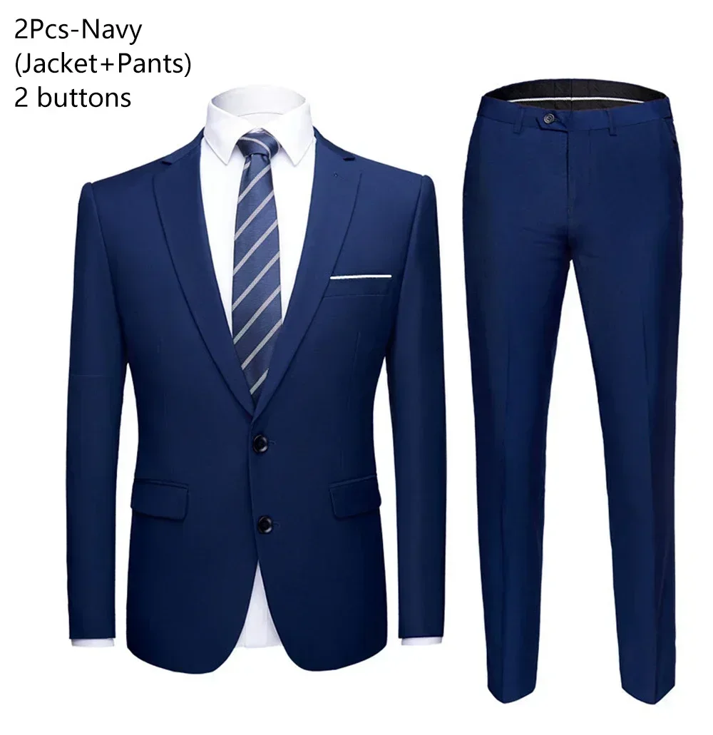Navy 2pcs 2 button