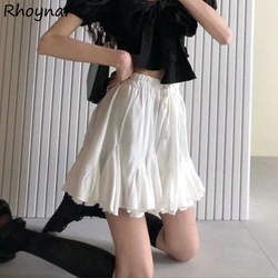Mini Skirts Women Ruffles Romantic Summer Princess Chic Sweet Loose Vintage Pure Faldas Popular High Waist Fairycore College Ins