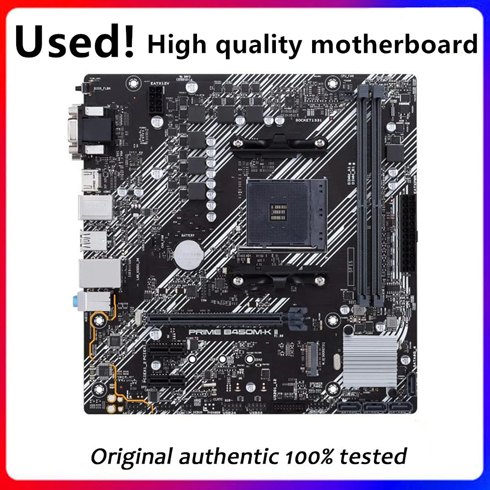 Per B450 Prime B450M-K Ii Presa Della Scheda Madre Am4 Per Amd B450 Ddr4 Usb3.0 Sata3 Scheda Madre Desktop Originale Scheda Madre Usata