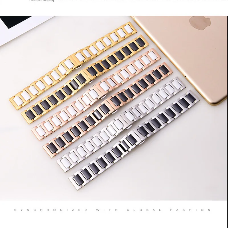 22mm 20mm Metal Ceramic Strap for Samsung Galaxy Watch 6/5/4 Huawei Watch 3/GT3/GT2 Bracelet Wristband for Amazfit GTR/GTS Belt