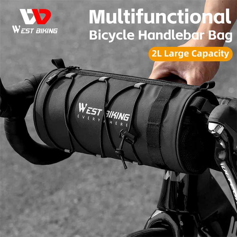 

WEST BIKING Bicycle Front Handlerbar Tub Bag Reflective Safe Riding Mtb Road Bike Leather Shoulder Bag Cycling Accessories