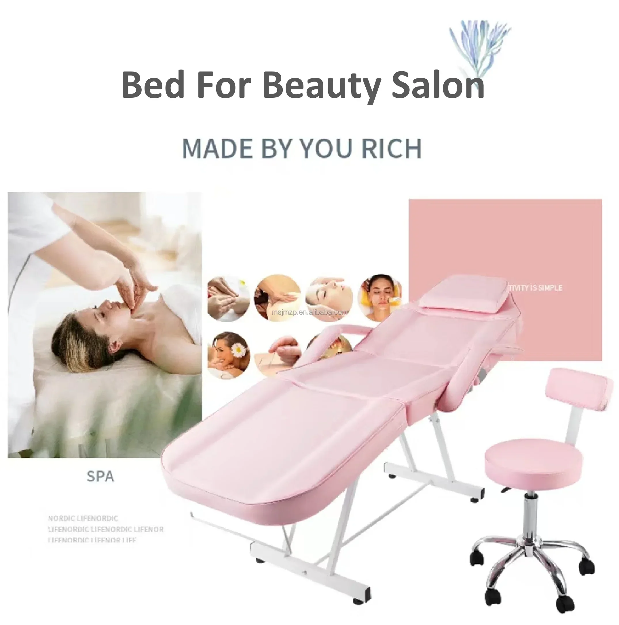 Portable Beauty Bed for Home Use Massage Bed with Technician Chair  Comfortable 4-fold Barber Chair Beauty Chair 4