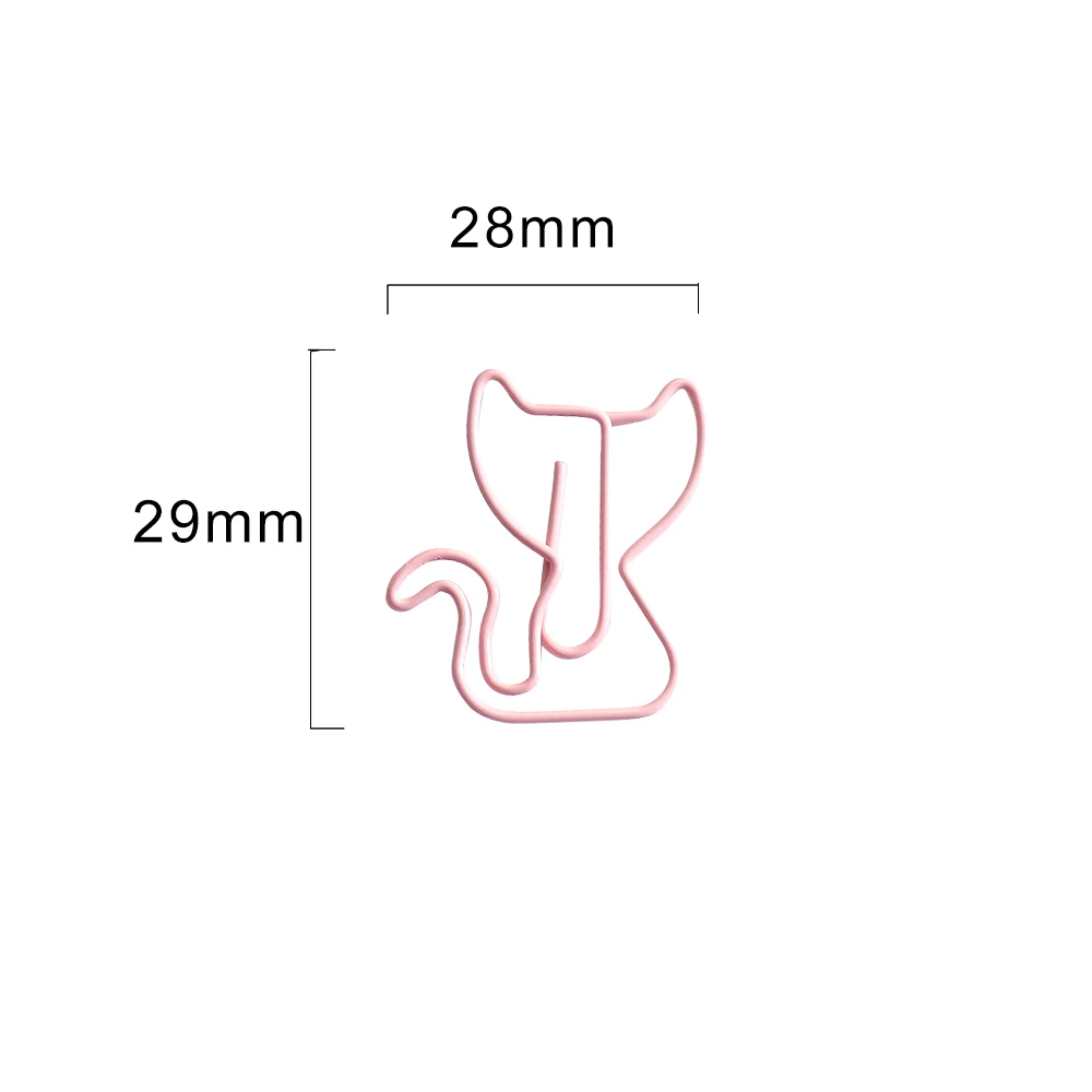 Creative pink cat Shaped Creative File Clamp Paper Clip Bookmark Holder Paper Decorative Clip 20pcs for Office School Home