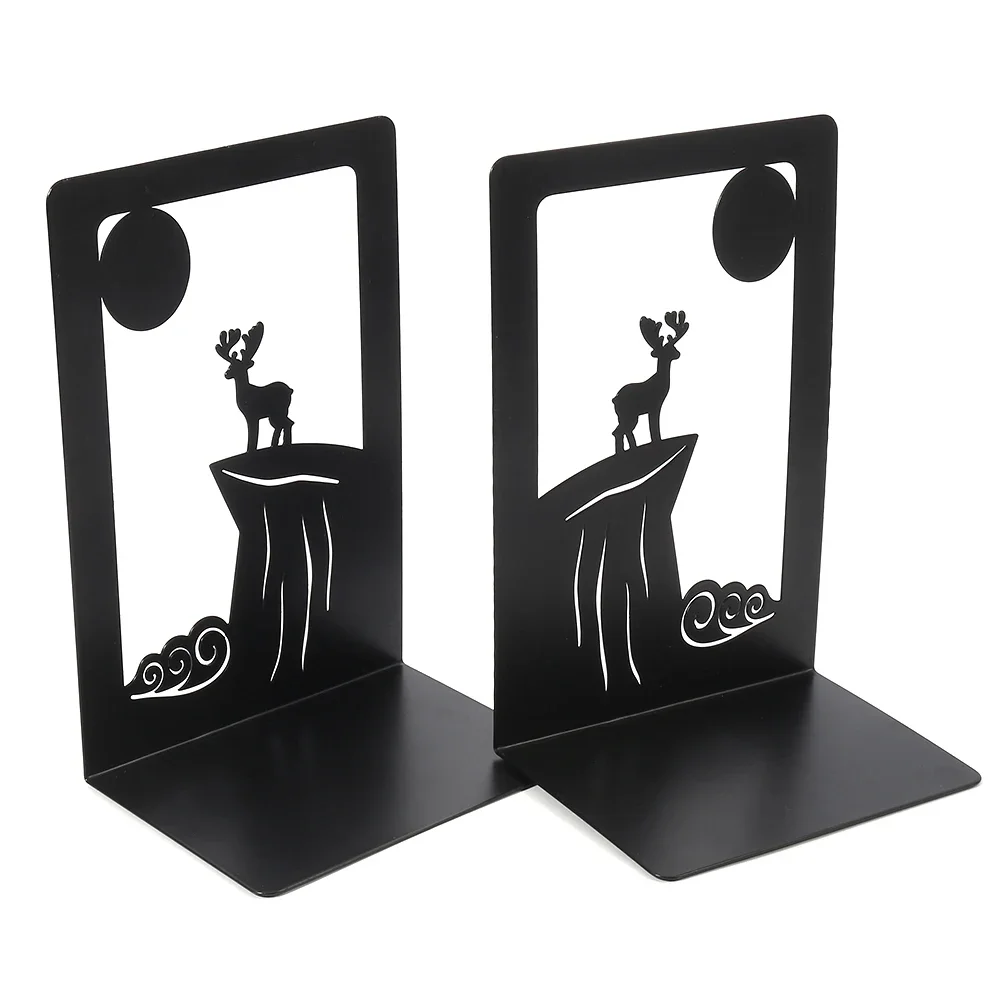1Pair Elk Sunset Canyon Sea Book Ends Hollow Splendid Paysage Desktop Ornament Exquisite Study Decorate Retractable Bookends