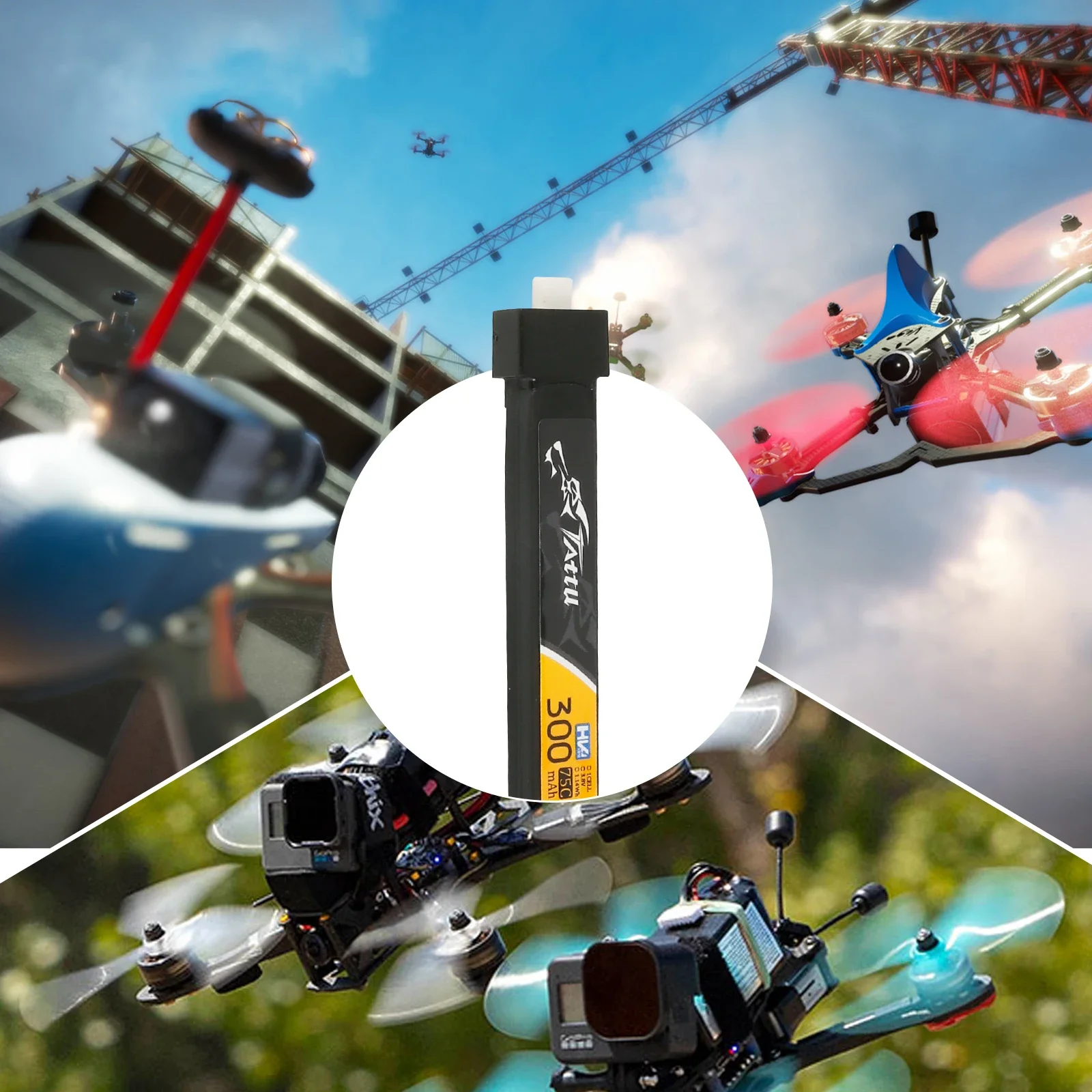 TATTU 5PCS 1S 300mAh 3.8V 75C HV 4.35V Lipo Battey With BT2.0 Plug For BETAFPV Ceuts FPV Kit Racing Drone FPV BT2.0 Connector 6