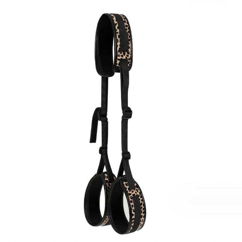 SM adult sex toy leopard print leg divider m leg straps bed bound restrained
