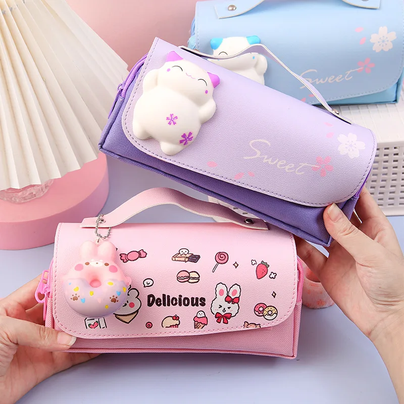 Aesthetic Pencil Case Kawaii Stationery Organizer Sakura Kawaii