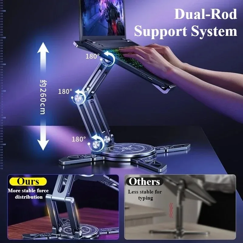 Eary Metal Laptop Stand for Desk Portable Ergonomic Tablet Holder Height Adjustable Riser With 360 Rotate Fits Notebooks 12-18In