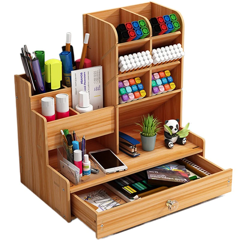 Pen Holder Nordic Ins Storage Box Creativity Office,Desk Stationery Box Wooden Large Capacity Rack Wooden Book Box