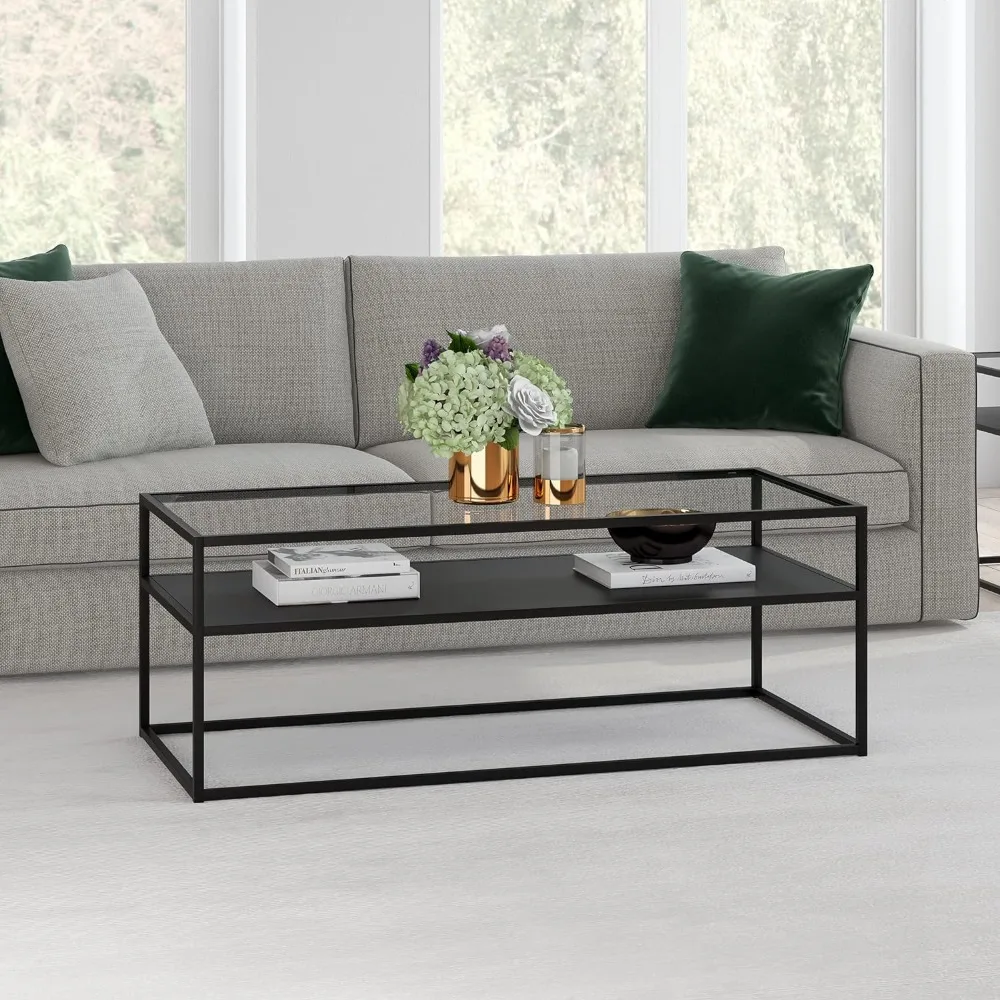 

46'' Wide Rectangular Coffee Table in Blackened Bronze Coffee Tables for Living Room Furniture Center Table Salon Café