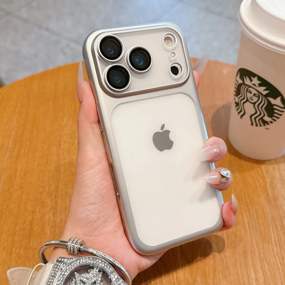 Electroplating Matte Case with Large Window and Lens Film - Ultra Thin Transparent Hard Cover