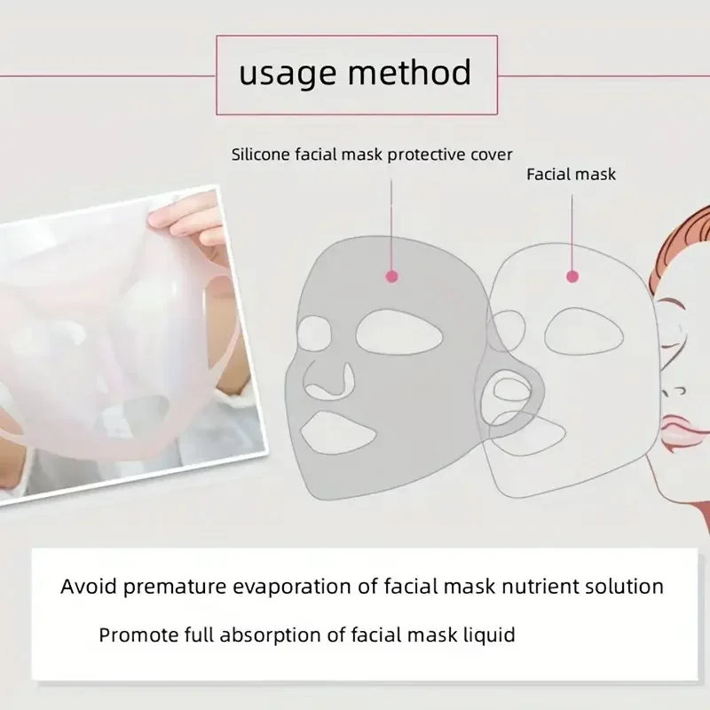 Silicone Mask For Nourishing Skin - Silicone Mask Cover Reusable, 3D Anti-Evaporation Face Sheet Mask Protective Case 2