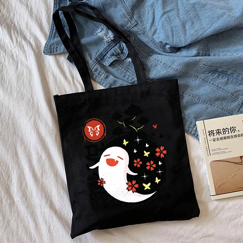 Genshin Impact Shopping Bag Graphic Tote Harajuku Shopper Bag Women Canvas Shoulder Female Ulzzang Funny Eco Large-capacity