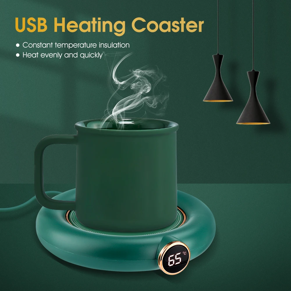 Retro Mug Cup Warmer for Office Home Milk Coffee Warmer with 3 Temperatures Adjustable Cocoa Hot Tea Heater USB Winter Gift