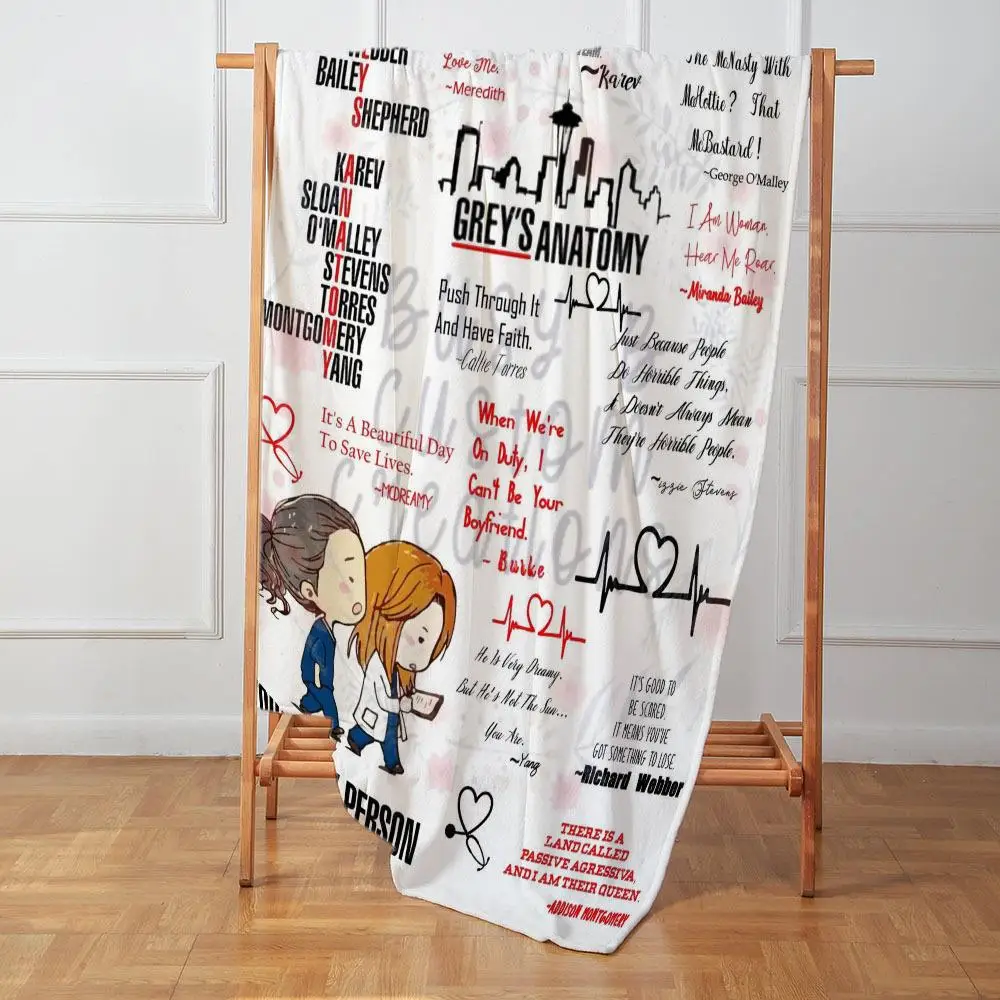 Lazy Person Blanket Grey‘s Anatomy You're My Person Flannel Blanket Romantic Couple Cover Gift For Couch or Sofa Cross-border 3