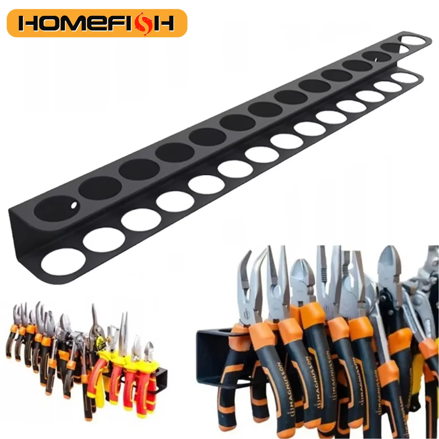 벽걸이형 플라이어 홀더 정리대, 헤비듀티 수공구 보관 랙 (해머, 렌치, 드라이버, 차고용 공구 정리대)
