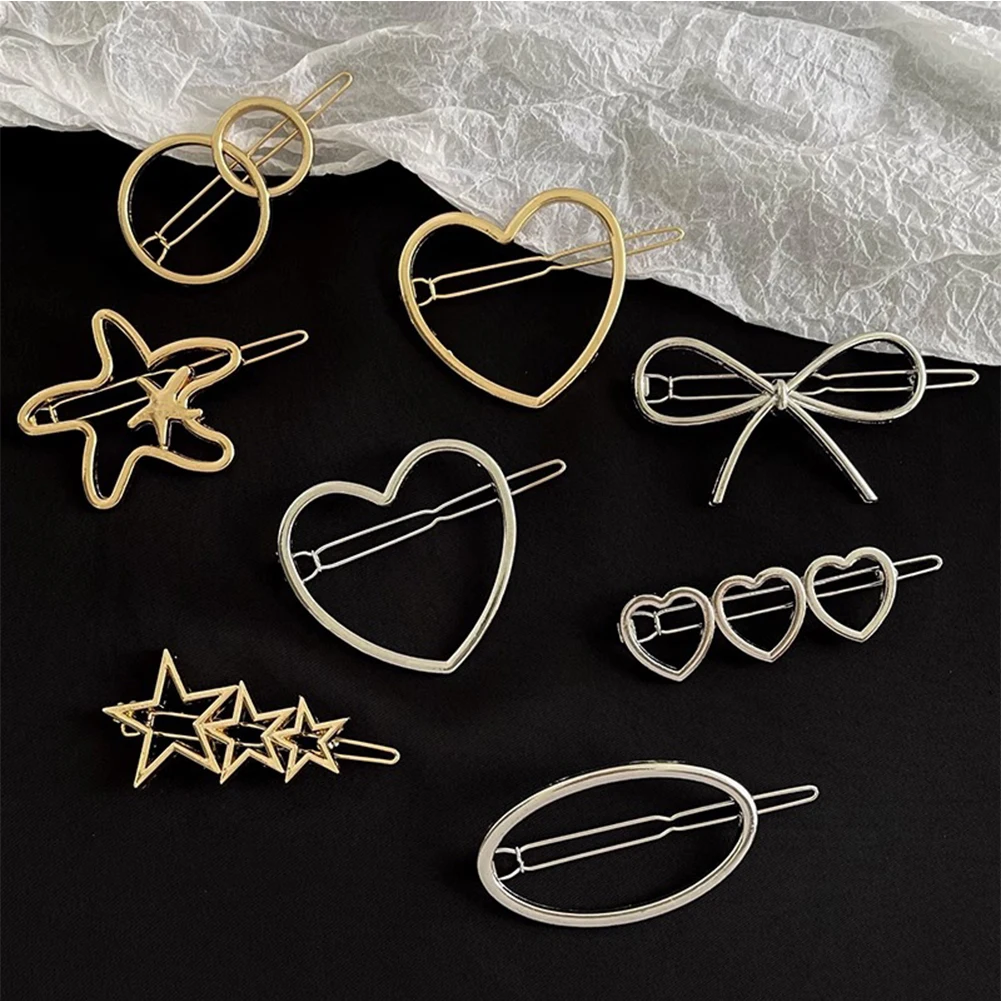 Mode elegante Stern runde Haars pange Frauen Metall Frosch Clip Dreieck Mond Haarnadel Wort Clip Legierung für Damen Haarschmuck