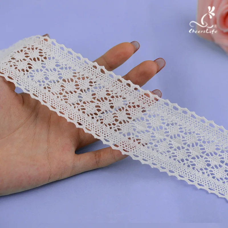 Cotton Lace Ribbon 5-6cm Wide DIY Handmade LACE TRIMS Garment Accessories 5Yards lace ribbon cotton ribbon lace garment accessories lace sewing supplies lace accessories lace sewing accessories clothing accessories clothing craft accessories