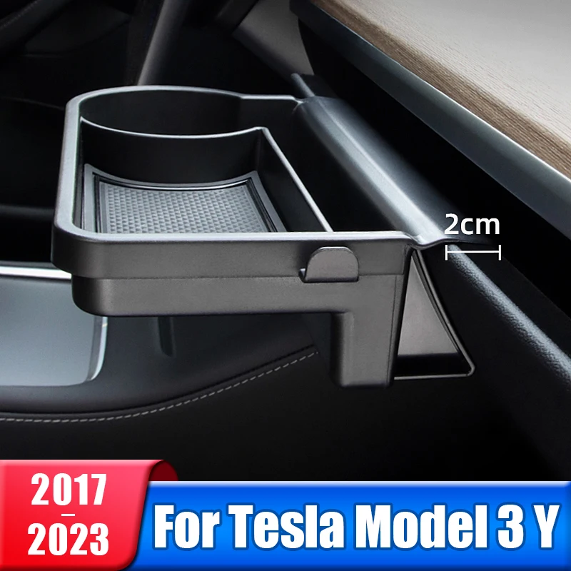 Caja de almacenamiento de coche para Tesla modelo 3 Y, 2017- 2021, 2022, 2023, 2024, copiloto, bandeja, portavasos, organizador de plástico, accesorios