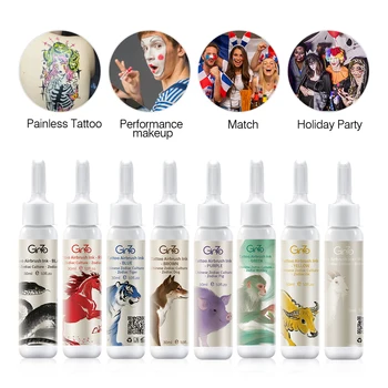 Inchiostro per Tatuaggi Aerografo 8 Colori 30ml, Vernice Temporanea Naturale Organica per Body Art, Pigmenti Opachi Vegani Sicuri per Viso e Pelle, Uso per Feste