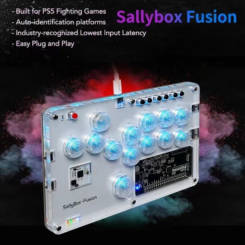 

Игровой контроллер SallyBox Fusion HitBox светодиодный, механическая кнопка в стиле WASD для ПК, PS5, PS4, XBOX ONE, файтингов