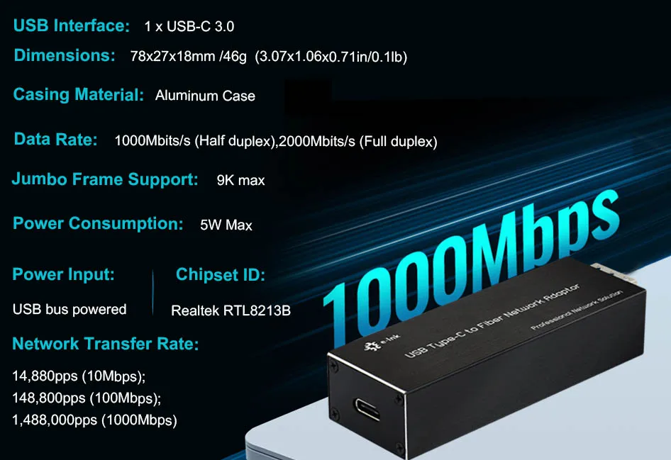 usb3.0 da fibra do gigabit de sfp