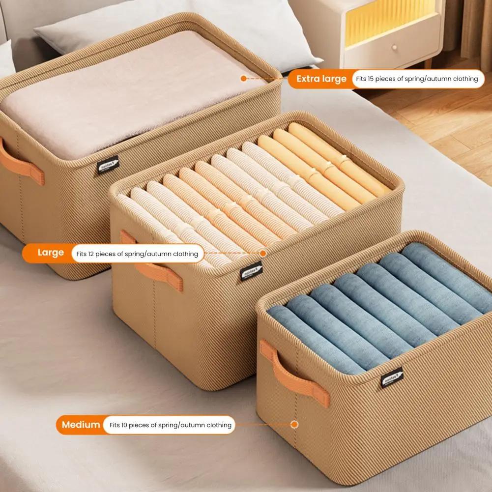 35/42/48cm Non-Woven Closet Organizer Wardrobe Clothes Sweater Storage Basket Sweatshirt Jeans Fabric Storage Box Home Supplies
