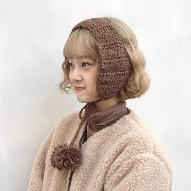Warm Earmuffs Ins Cute Tide Knitted Ear Bag Soft Sister Strap Autumn and Winter Protection Velvet Female Retro