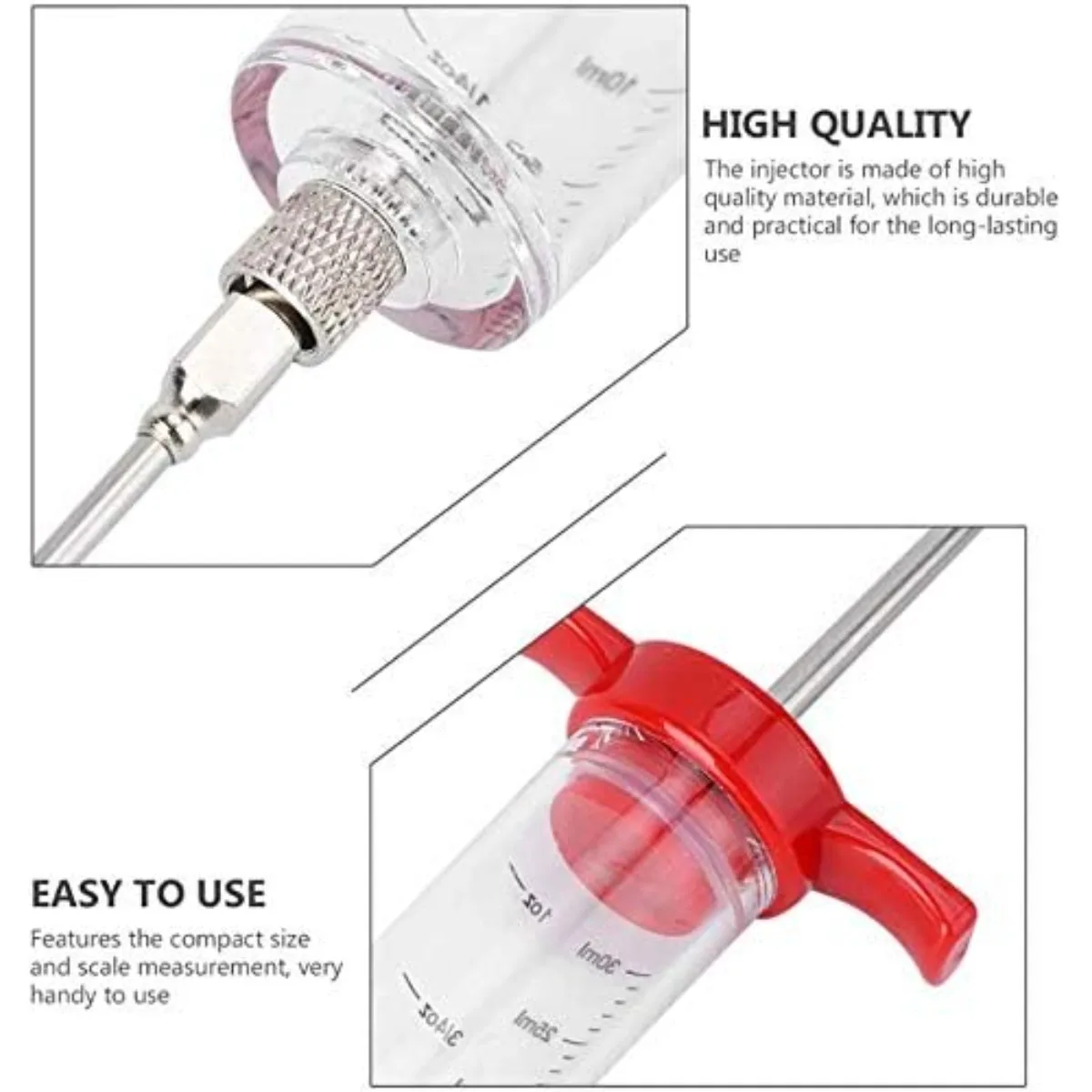 Meat Syringe Barbecue Marinade Syringe Stainless Steel Meat Needle Barbecue Turkey with 3 Marinade Injection Needles